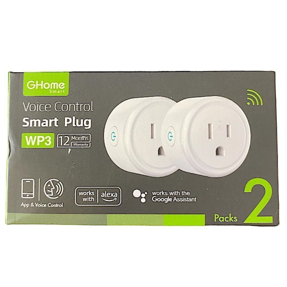Ghome Voice Control Smart Plug WP3 White 2 Pack New, Alexa and Google Home